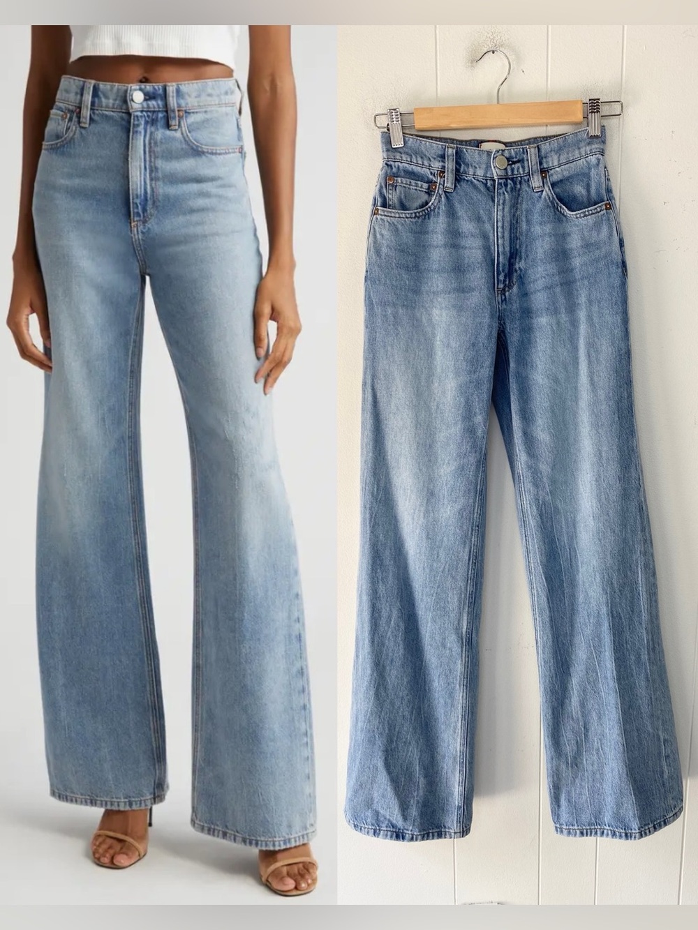 alice + olivia Weezy Wide Leg Jeans Women’s Sz 24 Sadie Light Vintage Blue
